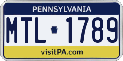 PA license plate MTL1789