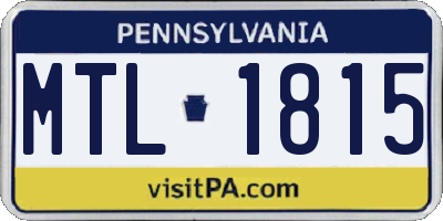 PA license plate MTL1815