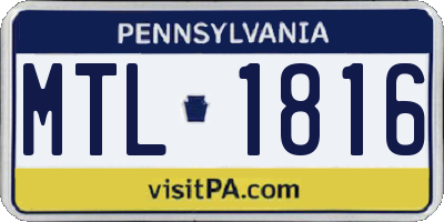 PA license plate MTL1816