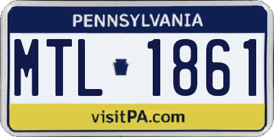 PA license plate MTL1861