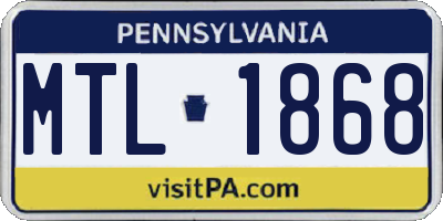 PA license plate MTL1868