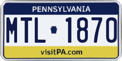 PA license plate MTL1870
