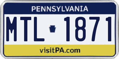 PA license plate MTL1871