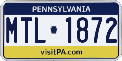 PA license plate MTL1872