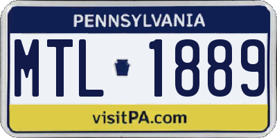 PA license plate MTL1889