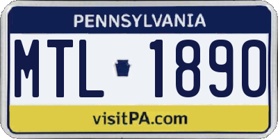 PA license plate MTL1890