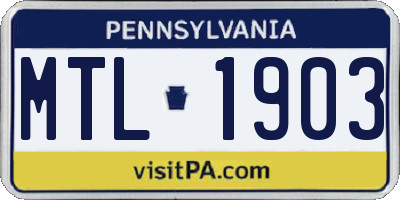 PA license plate MTL1903