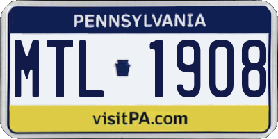 PA license plate MTL1908