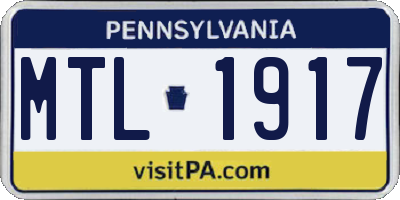 PA license plate MTL1917