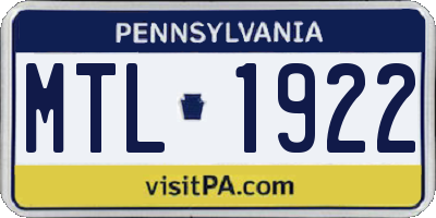 PA license plate MTL1922
