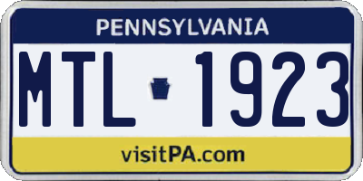 PA license plate MTL1923
