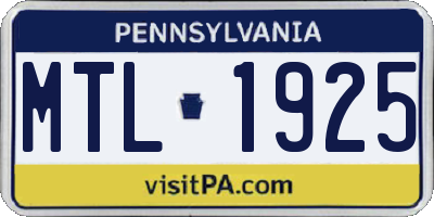 PA license plate MTL1925