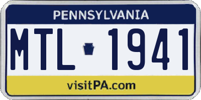 PA license plate MTL1941