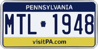 PA license plate MTL1948