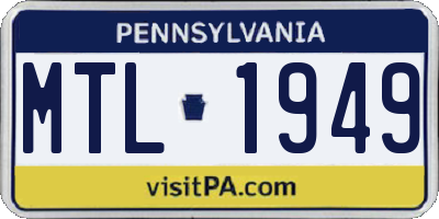 PA license plate MTL1949