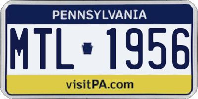 PA license plate MTL1956