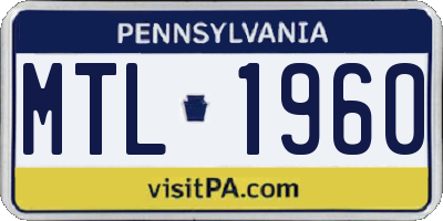 PA license plate MTL1960