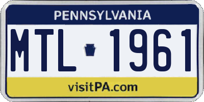 PA license plate MTL1961