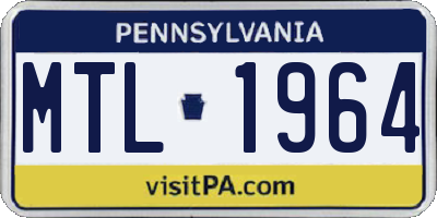 PA license plate MTL1964