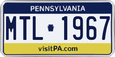 PA license plate MTL1967
