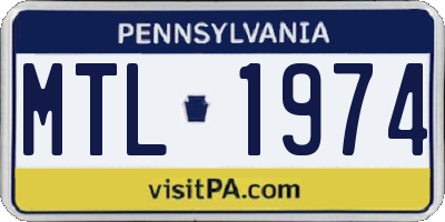 PA license plate MTL1974