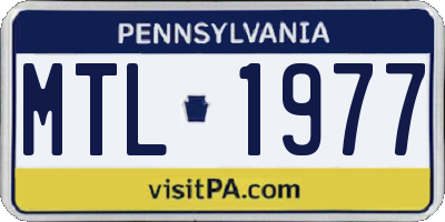 PA license plate MTL1977