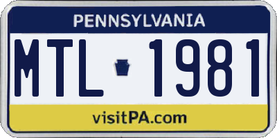 PA license plate MTL1981