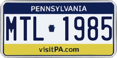 PA license plate MTL1985