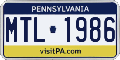 PA license plate MTL1986