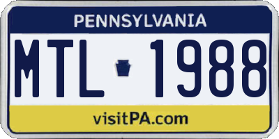 PA license plate MTL1988