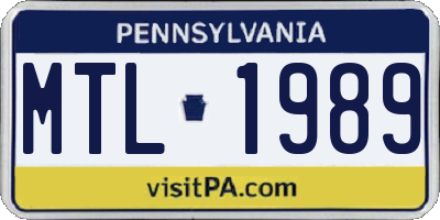 PA license plate MTL1989