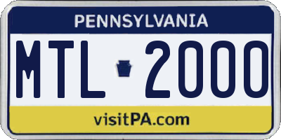 PA license plate MTL2000