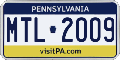 PA license plate MTL2009