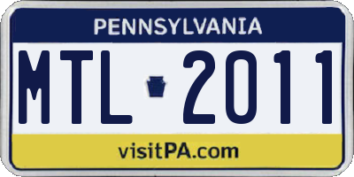 PA license plate MTL2011