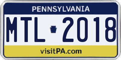 PA license plate MTL2018