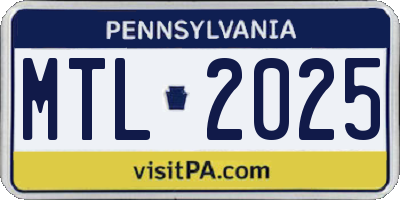 PA license plate MTL2025