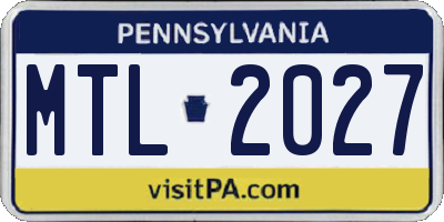 PA license plate MTL2027