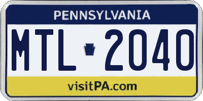 PA license plate MTL2040