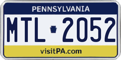 PA license plate MTL2052