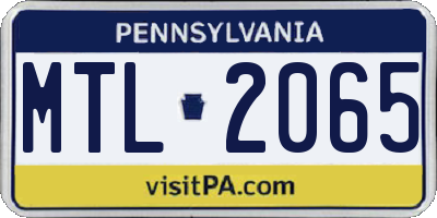 PA license plate MTL2065