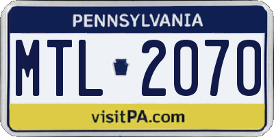 PA license plate MTL2070