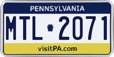 PA license plate MTL2071