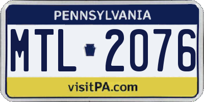 PA license plate MTL2076