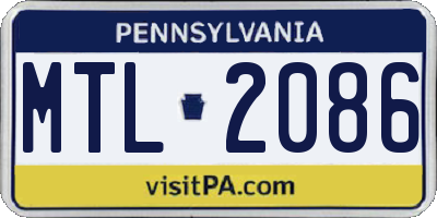 PA license plate MTL2086