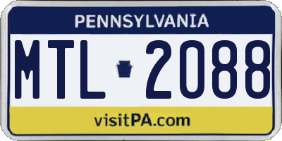 PA license plate MTL2088