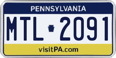 PA license plate MTL2091