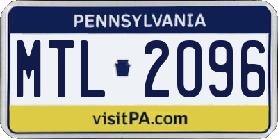 PA license plate MTL2096