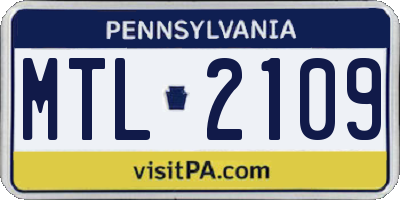 PA license plate MTL2109