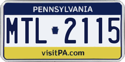 PA license plate MTL2115