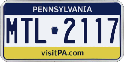 PA license plate MTL2117